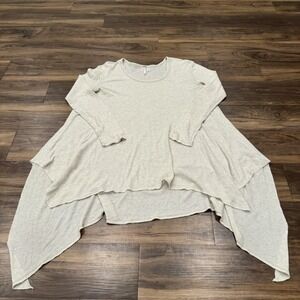 Free People Large Wonder Woman Thermal Tunic Long Oatmeal Asymmetric Beige